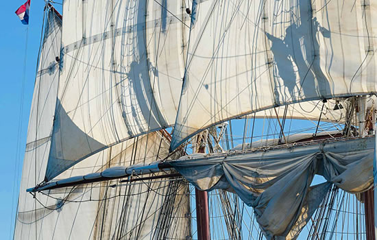 sailing on a traditional sailing ship brigg 'Morgenster'
