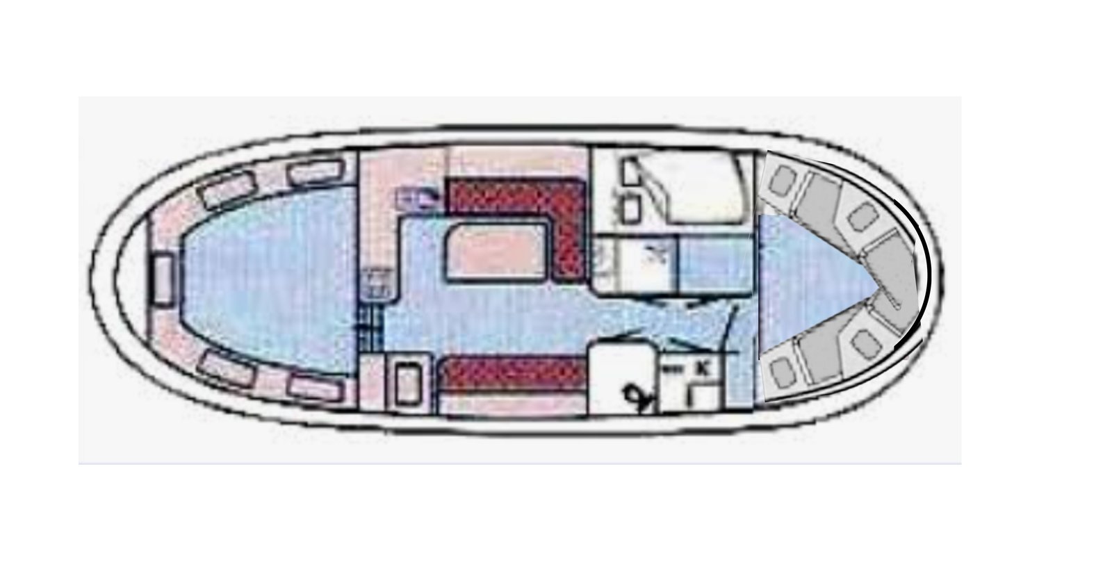 Risszeichnung 'Andante Plattbodenschiff 'Andante' - Aufteilung