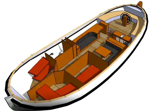 Plattbodenschiff 'de zilte vrijheid' - Aufteilung