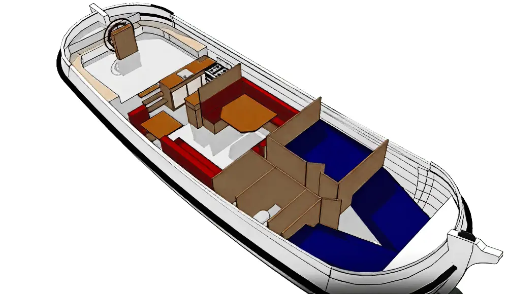 Plattbodenschiff Henriette Selinde - Aufteilung