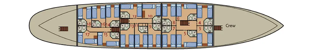 Segelschiff 'Atlantis' - Kabinenplan Segelschiff 'Atlantis' - Kabinenplan