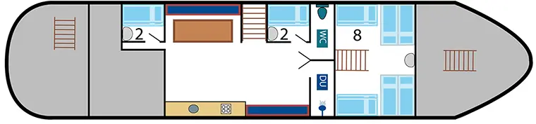 Plattbodenschiff 'Bonte Piet' Kabinenaufteilung