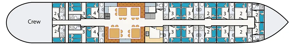 Kabinenaufteilung - 'Klipper Radboud' (Plattbodenschiff Radboud - klipper-radboud.nl) Schiffsriss - 'Radboud'